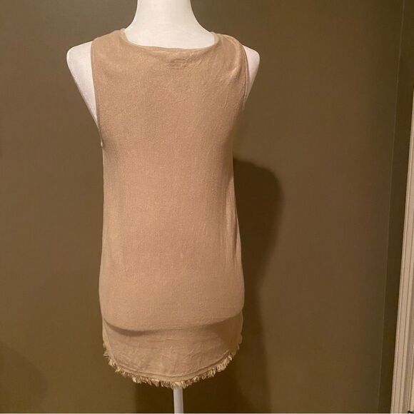 J Jill Tan Linen Blend Under Shirt Tank Top Sleeveless Shirt Frayed Bottom Small - Picture 8 of 8